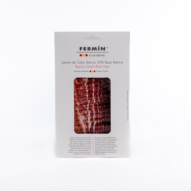 JAMÓN DE CEBO IBÉRICO 50% RAZA IBÉRICA LONCHEADO